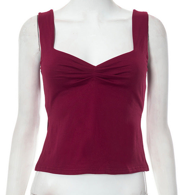 Damen Crop-Top mit gerafftem Detail und quadratischem Ausschnitt R&B
