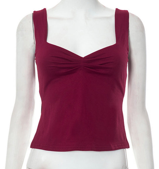 Damen Crop-Top mit gerafftem Detail und quadratischem Ausschnitt R&B