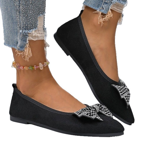 Damen Ballerinas mit funkelnden Strass-Schleifen R&B