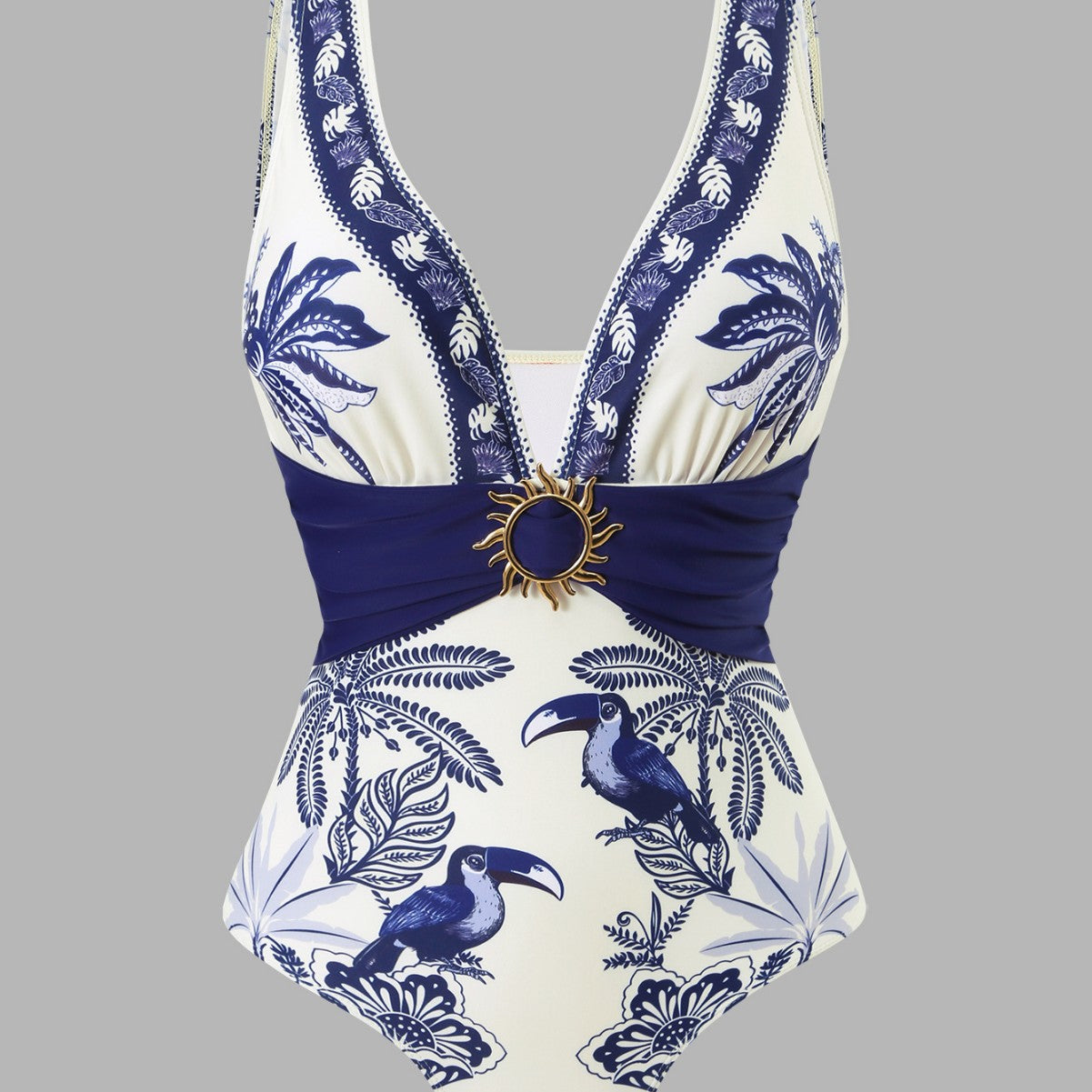Damen Einteiliger Badeanzug mit floralem Design und elegantem Wickelrock R&B