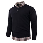 Herren Pullover mit integriertem Hemdkragen und Knopfdetails R&B