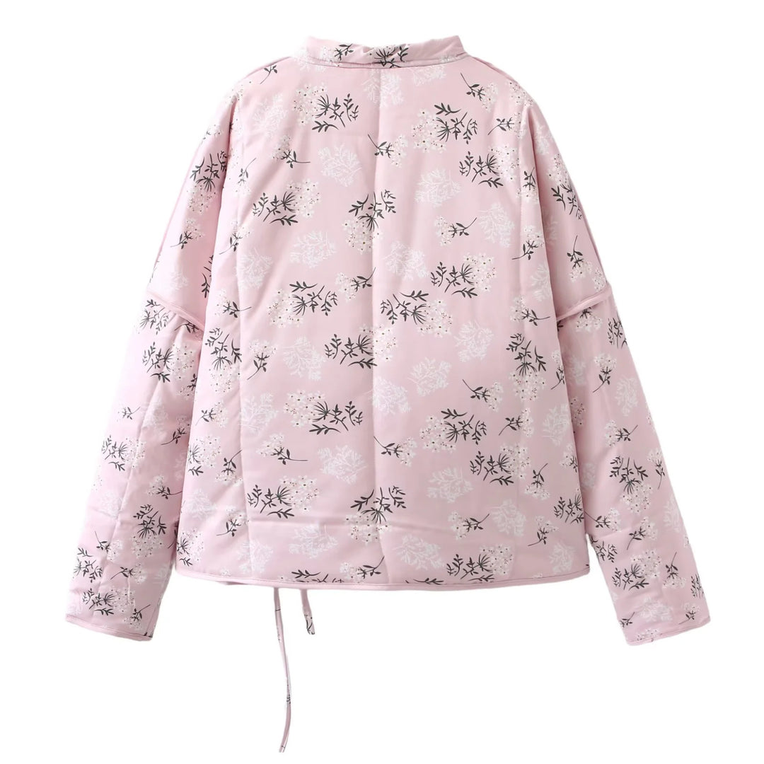 Damen gesteppte Übergangsjacke mit floralem Muster und kontrastierenden Details R&B