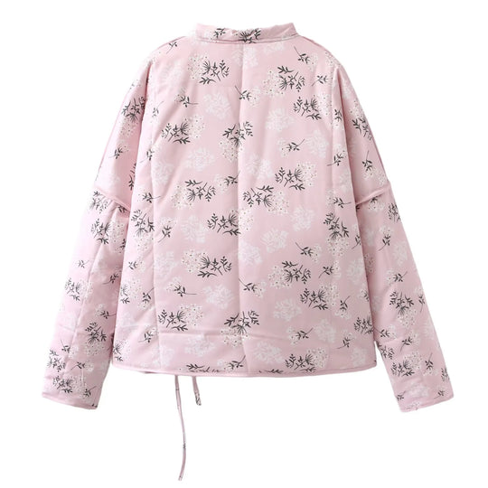 Damen gesteppte Übergangsjacke mit floralem Muster und kontrastierenden Details R&B