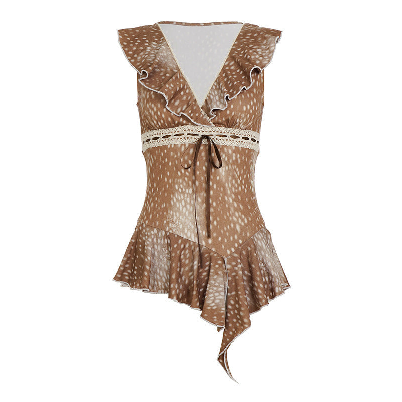 Damen asymmetrisches Kleid mit Rüschendetails R&B