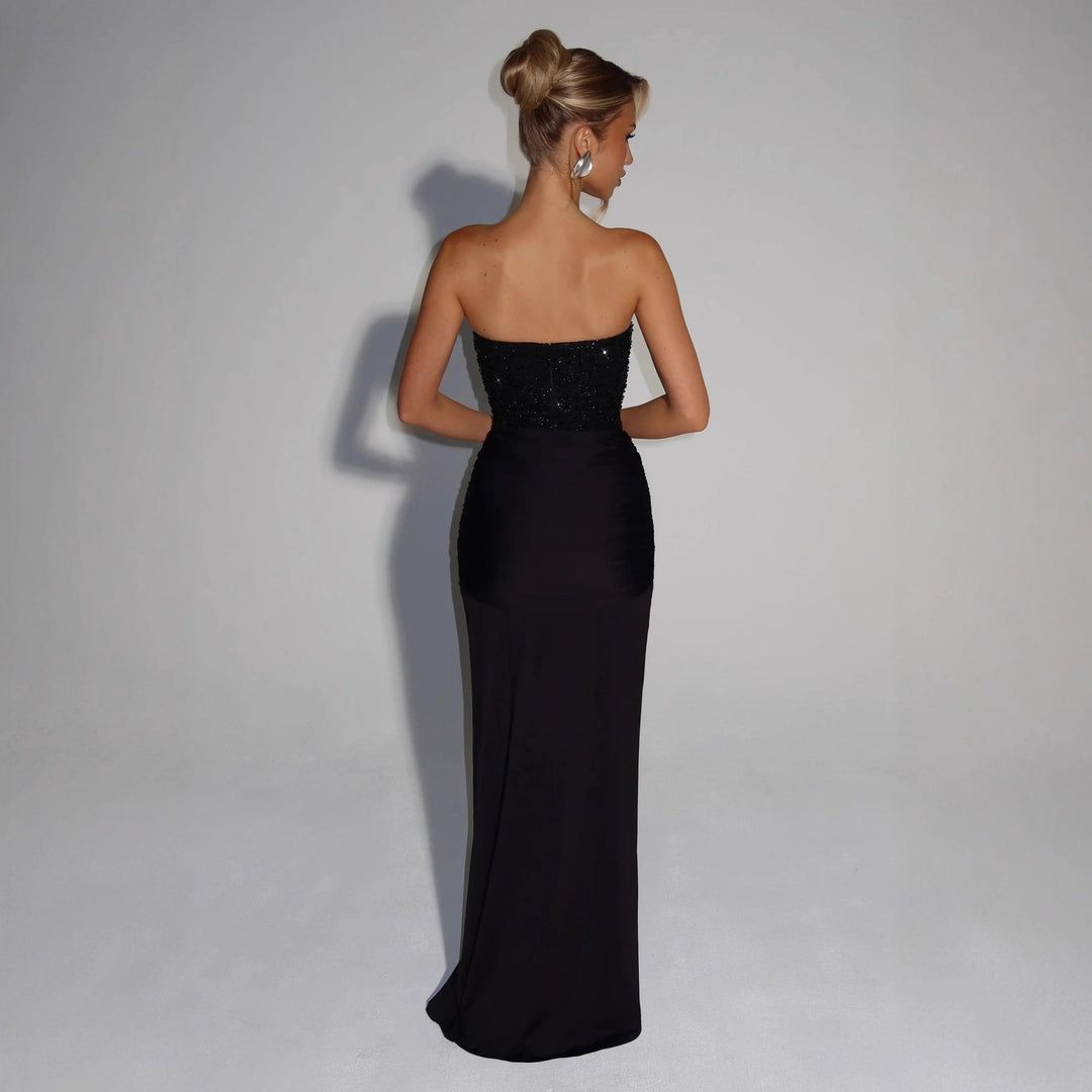 Damen Strapless Glamour- Abendkleid mit drapierter Taille R&B