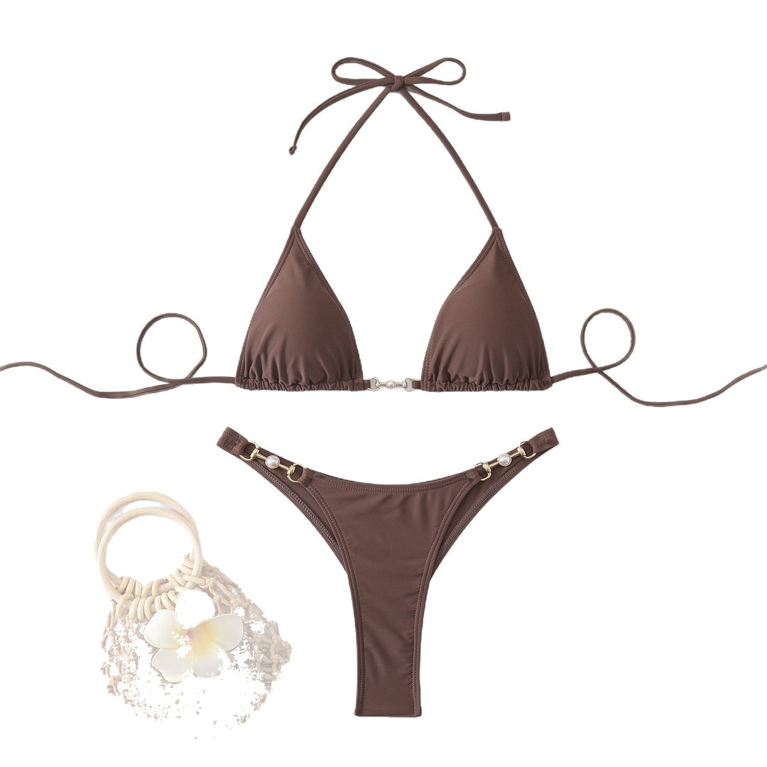 Damen Triangel-Bikini mit elegantem Goldakzent R&B