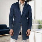 Herren eleganter Langmantel aus weichem Stoff R&B