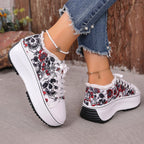 Damen Modische Sneakers mit floralem Print und gepolsterter Sohle R&B