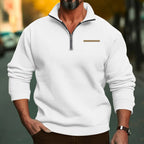 Herren nan hochwertiger Sweatpullover mit Metall-Halbzip, verstärktem Stehkragen und dezenter Brustpaspel R&B