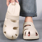 Damen nan geschlossene Sandalen-Pantolette mit ergonomischem Fußbett, verstellbarer Schnalle und rutschfester EVA-Laufsohle R&B