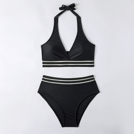 Damen Triangel-Bikini-Set mit sportlichem Streifenmuster R&B