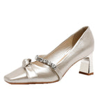 Damen Elegante Hochfront-Pumps mit glänzender Applikation R&B