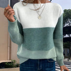 Damen Trendiger Grobstrickpullover mit modernen Farbblockdetails R&B