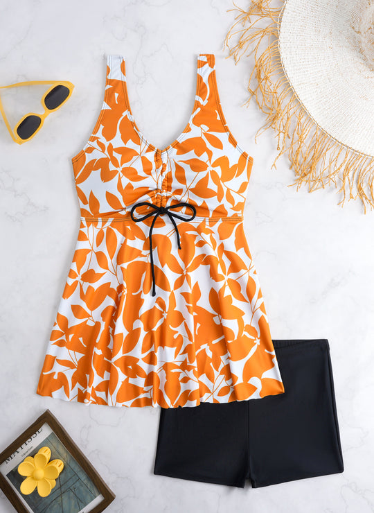 Damen Tankini-Set mit floralen Akzenten und bequemen Shorts R&B