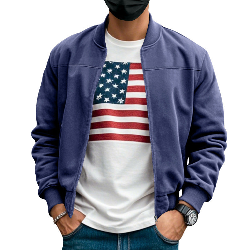 Herren nan Wildlederoptik Bomberjacke mit Reißverschluss und Rippbündchen R&B