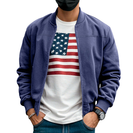 Herren nan Wildlederoptik Bomberjacke mit Reißverschluss und Rippbündchen R&B