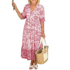 Damen Maxikleid mit raffiniertem Volant und floralem Design R&B