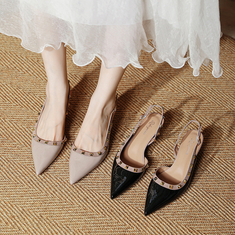 Damen Slingback-Pumps mit strukturierter Oberfläche und glamourösem Schmuckdetail