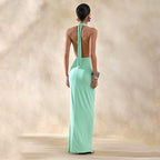 Damen Elegantes Wickel-Maxikleid mit tiefem V-Ausschnitt und schicker Drapierung R&B