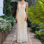 Damen Exquisites Trägerkleid mit floralem Muster und bindbarem Dekolleté R&B