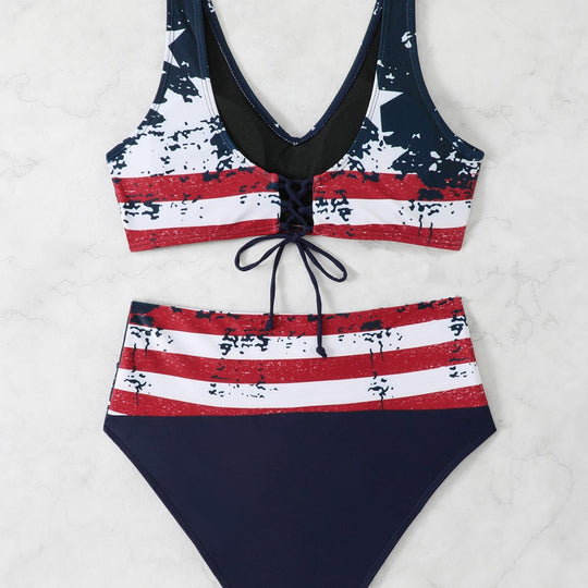 Damen Sportliches Bikini-Set mit hochgeschnittenem Bund R&B