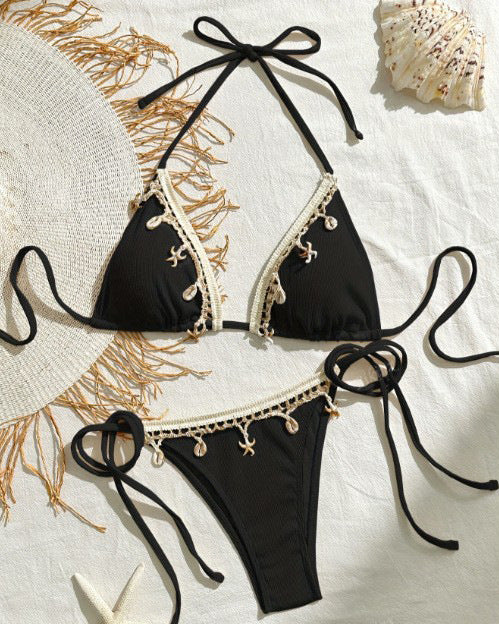 Damen Triangel-Bikini-Set mit verspielten Rüschendetails und anatomischer Passform R&B