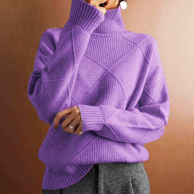 R&B | Sweater - Damen Winter Hoher Hals Strickpullover