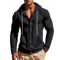 Herren Kapuzenjacke mit Knopfleiste und praktischen Taschen R&B