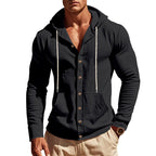 Herren Kapuzenjacke mit Knopfleiste und praktischen Taschen R&B