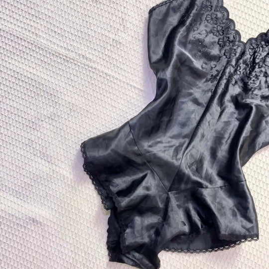 Damen elegantes Nachtkleid mit romantischem Spitzenbesatz R&B