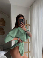 Damen Sportliches Set mit kurzem Oberteil und Shorts R&B