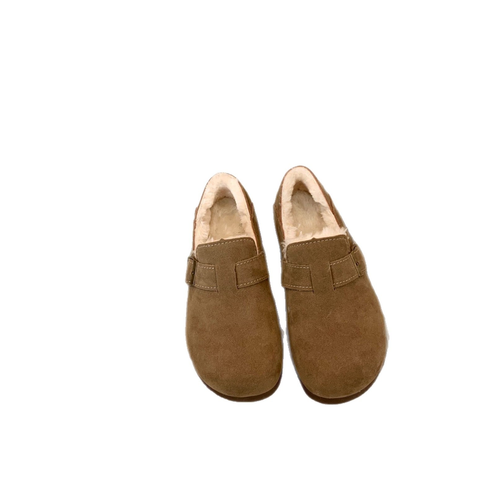 Damen Komfort Clogs mit modischer Schnalle und weichem Veloursoberteil R&B