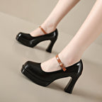 Damen Plateau-Pumps mit elegantem Riemchen und komfortablem Blockabsatz R&B