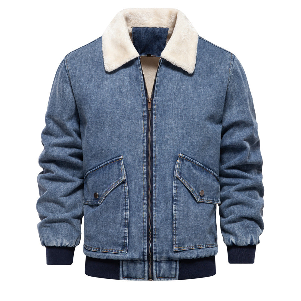 Herren Denimjacke mit warmem Fleecefutter und praktischen Taschen