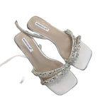 Damen elegante Sandalen mit glitzernden Schmuckdetails und bequemer Sohle R&B