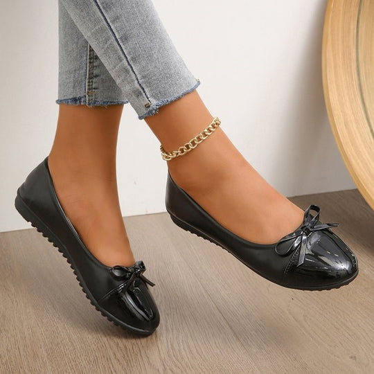 Damen Ballerinas mit eleganter Farbblockgestaltung und zartem Schleifen-Detail R&B