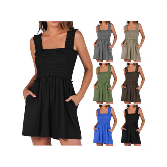 Damen verführerisches Sommerkleid mit Rüschendetails und praktischen Taschen R&B