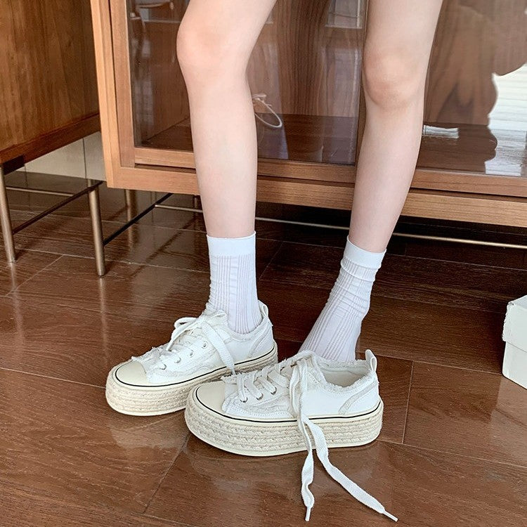 Damen modische Plateausneaker aus hochwertigem Canvas mit komfortabler Sohle R&B