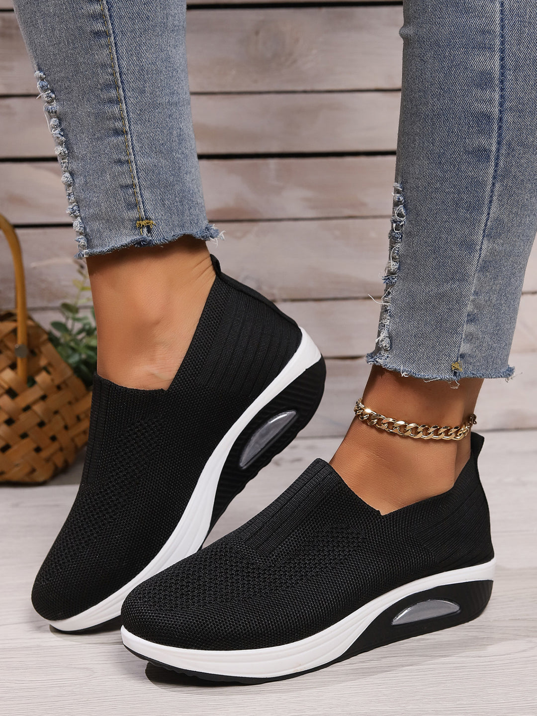 Damen Atmungsaktive Slip-On Sneakers mit elastischer Sohle R&B