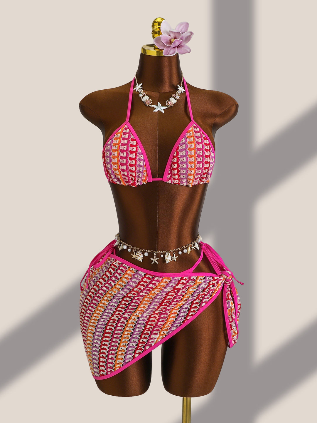 Damen Triangel-Bikini-Set mit modischem Wickelrock R&B