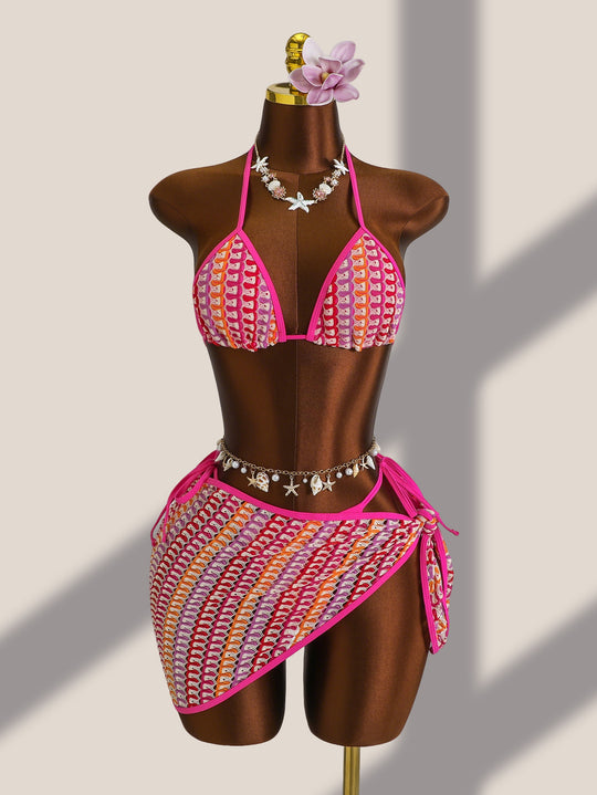 Damen Triangel-Bikini-Set mit modischem Wickelrock R&B