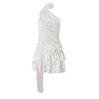 R&B | Ein-Wort-Schulter-Satin-Neckholder-Kleid