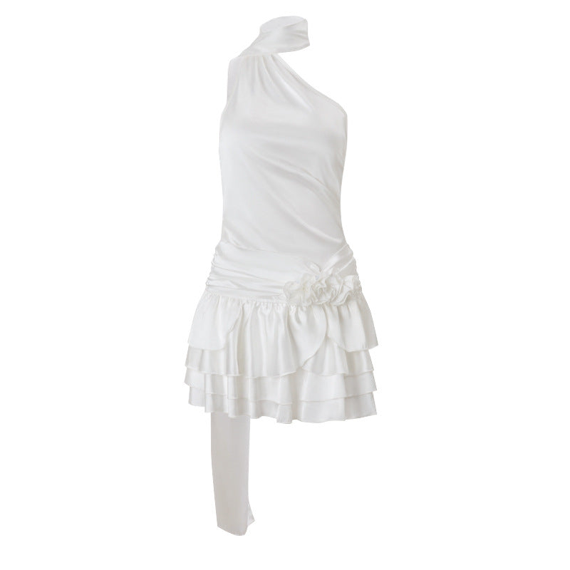 R&B | Ein-Wort-Schulter-Satin-Neckholder-Kleid