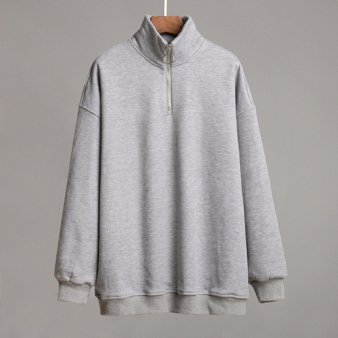 Damen lässiger Pullover mit steigendem Kragen und Reißverschluss R&B