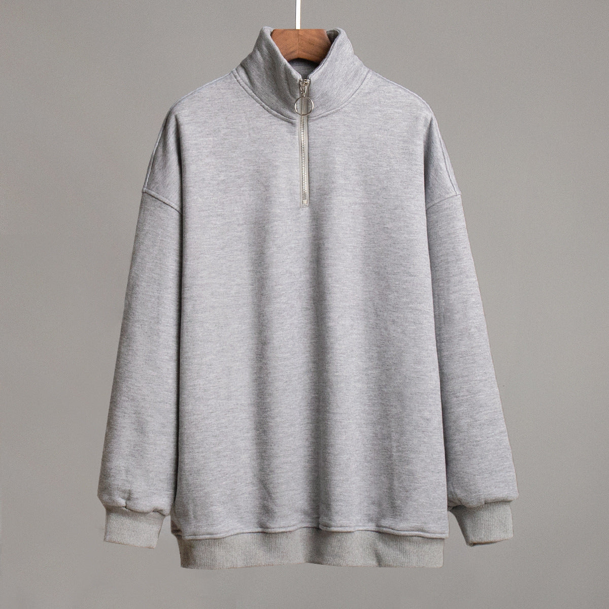Damen lässiger Pullover mit steigendem Kragen und Reißverschluss R&B