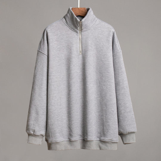 Damen lässiger Pullover mit steigendem Kragen und Reißverschluss R&B