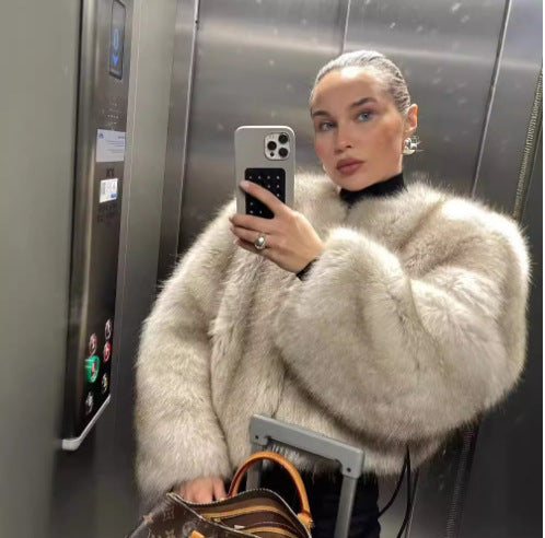 Damen kurzärmlige Pelzjacke R&B