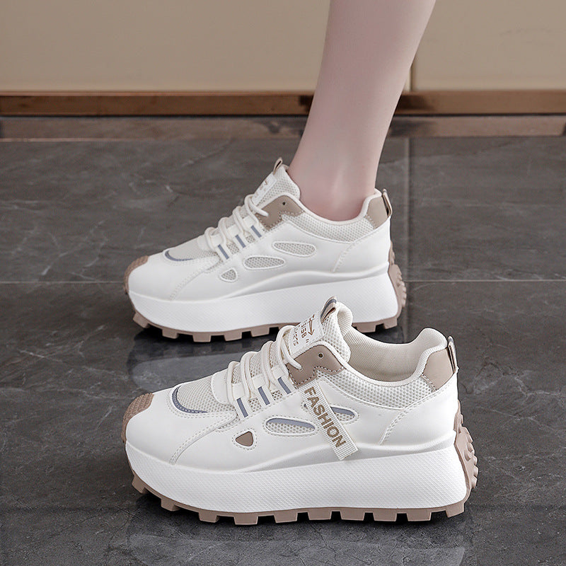 Damen Sneakers mit hohem Plateau und atmungsaktiver Mesh-Oberfläche R&B