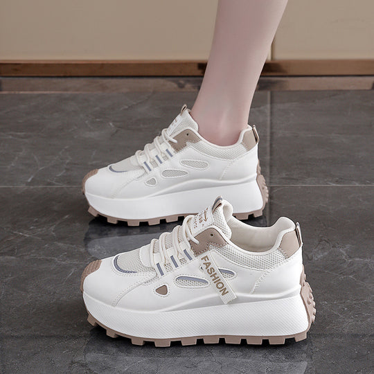 Damen Sneakers mit hohem Plateau und atmungsaktiver Mesh-Oberfläche R&B