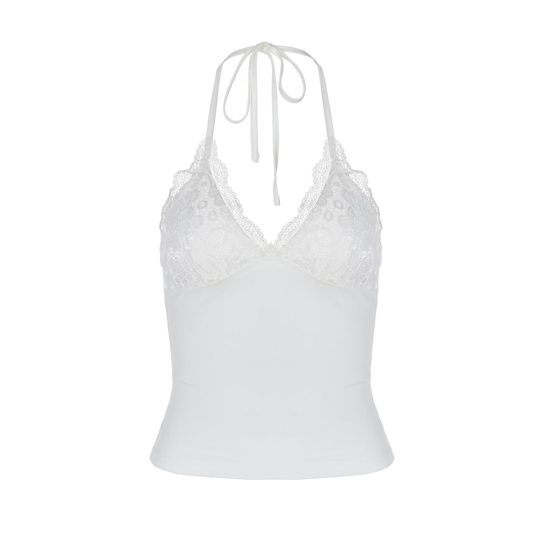 Damen Spitzen-Haltertop mit eleganten Raffungselementen R&B